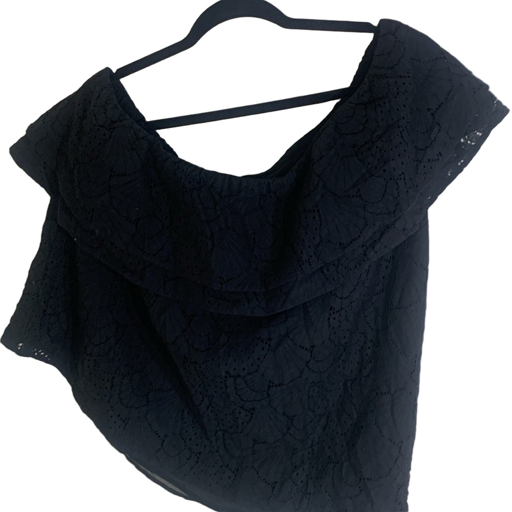 Express Women’s black lace ONE SHOULDER top summer spring vacation lace Size XL
